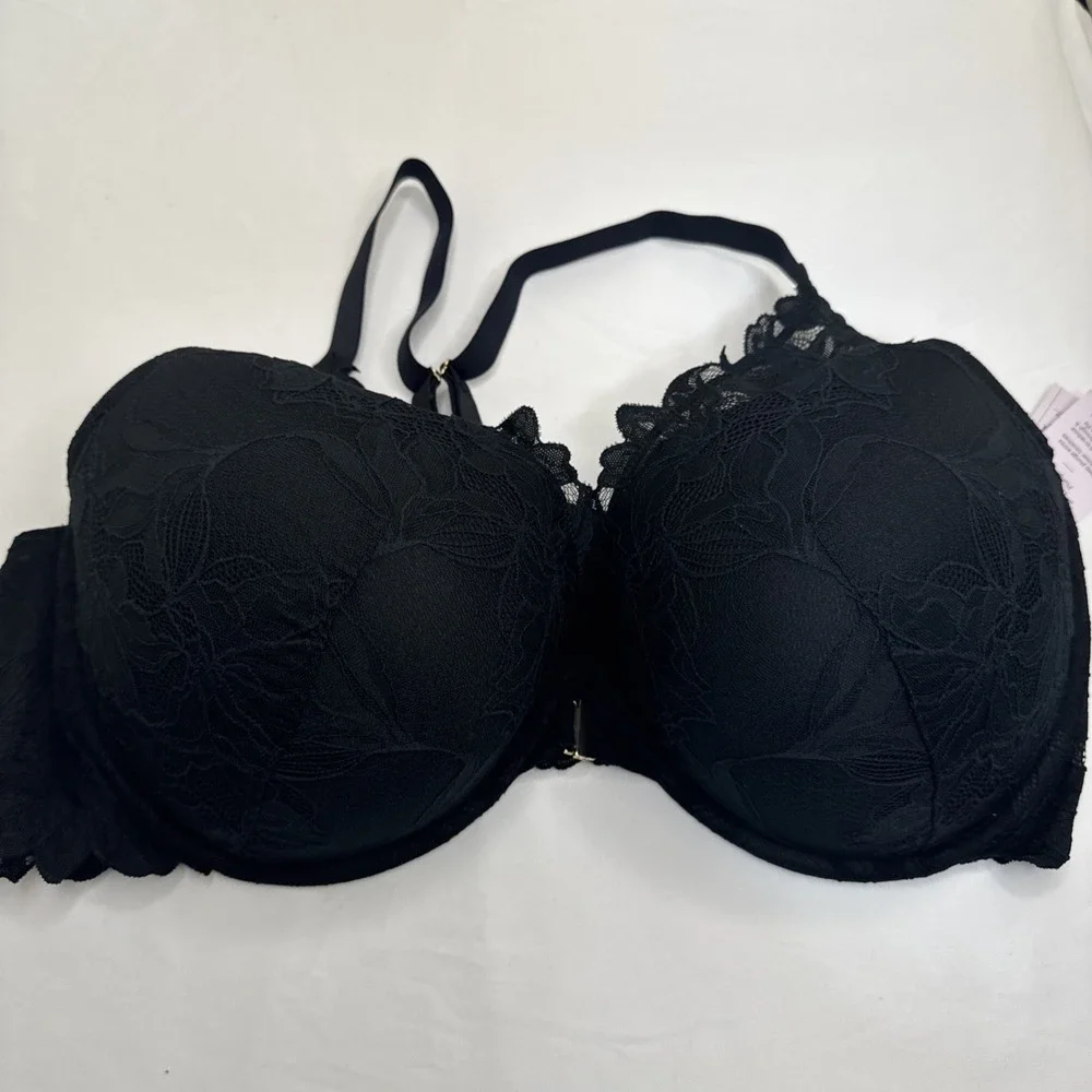 NWT Auden Black Laced‎ Push-Up Plunge Coverage Underwire Bra Size 46DDD